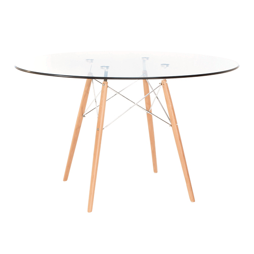 Mesa Luna Cristal 120 Base Madera